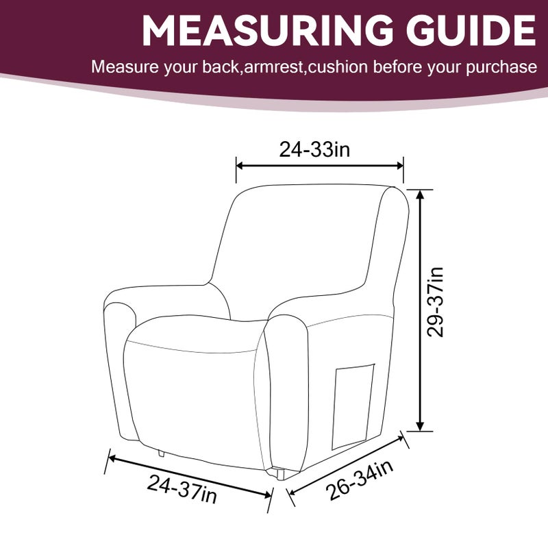 Cupuamon Recliner Chair Covers,Lazy Boy Recliner Covers Stretch Reclining Covers 1 Piece Furniture Protector with Elastic Bottom for Dog,Kids-Wine - Image 2
