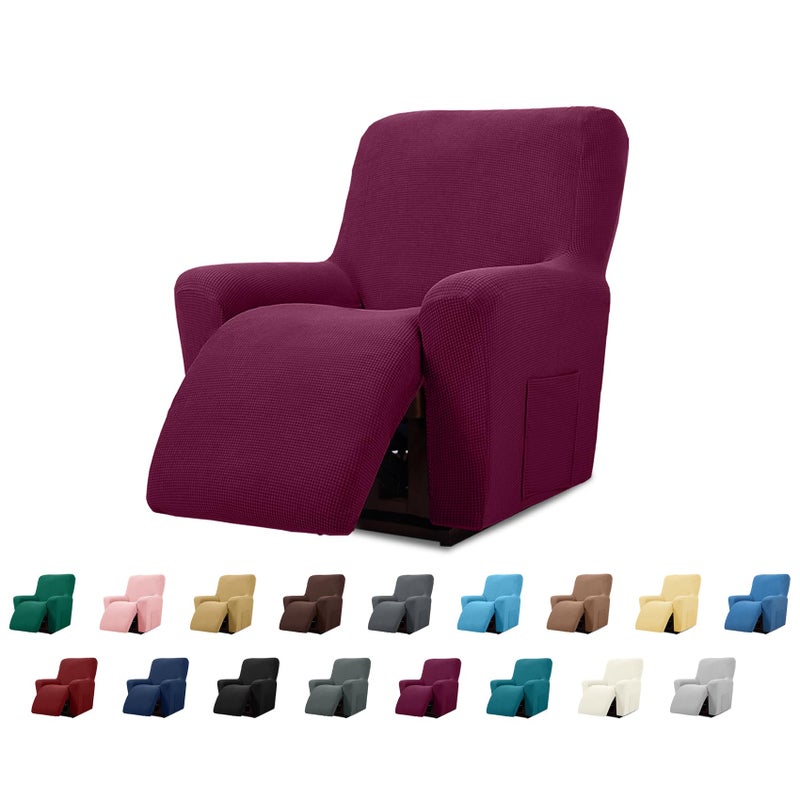 Cupuamon Recliner Chair Covers,Lazy Boy Recliner Covers Stretch Reclining Covers 1 Piece Furniture Protector with Elastic Bottom for Dog,Kids-Wine - Image 1