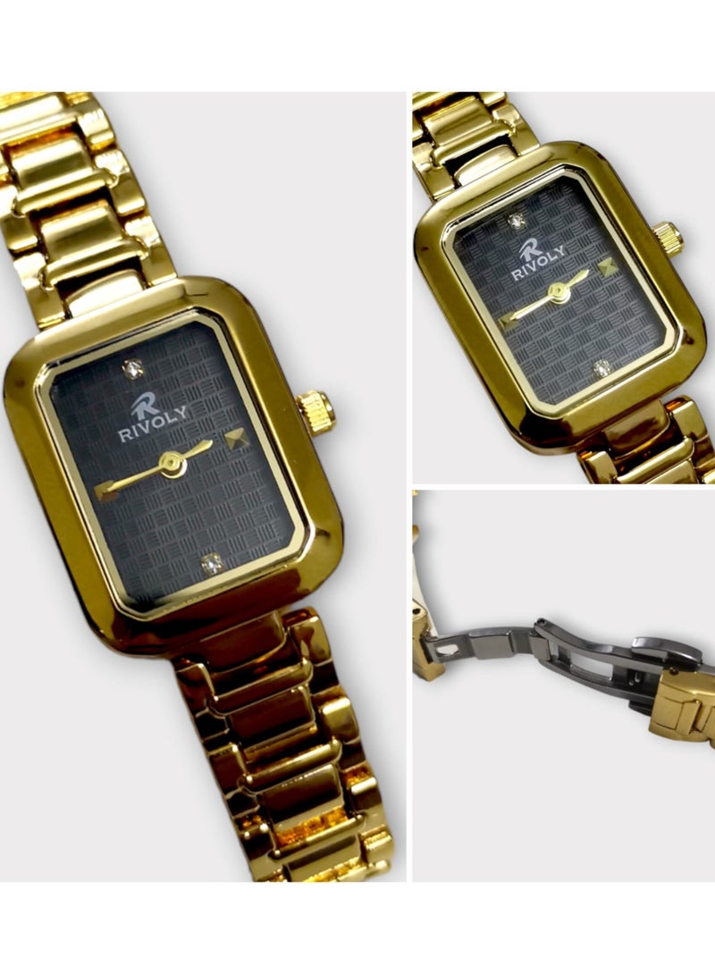 ريفولي طقم نسائي أنيق من الفولاذ المقاوم للصدأ يتكون من ساعة مقاومة للماء مع مجموعة من الأساور والخواتم والقلائد والأقراط - Image 2