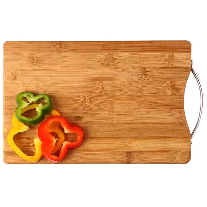 ATETO NonSlip Wooden Bamboo Cutting Board with Antibacterial Surface with Stainless Steel Handle Chopping Board for Kitchen Cutting Board for Kitchen Vegetable Chopping Board for Kitchen - Image 1