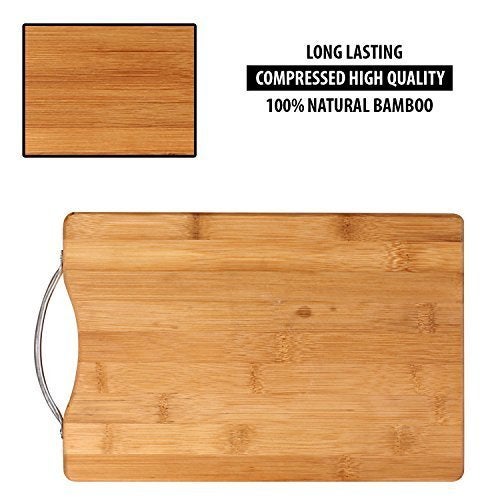 ATETO NonSlip Wooden Bamboo Cutting Board with Antibacterial Surface with Stainless Steel Handle Chopping Board for Kitchen Cutting Board for Kitchen Vegetable Chopping Board for Kitchen - Image 5