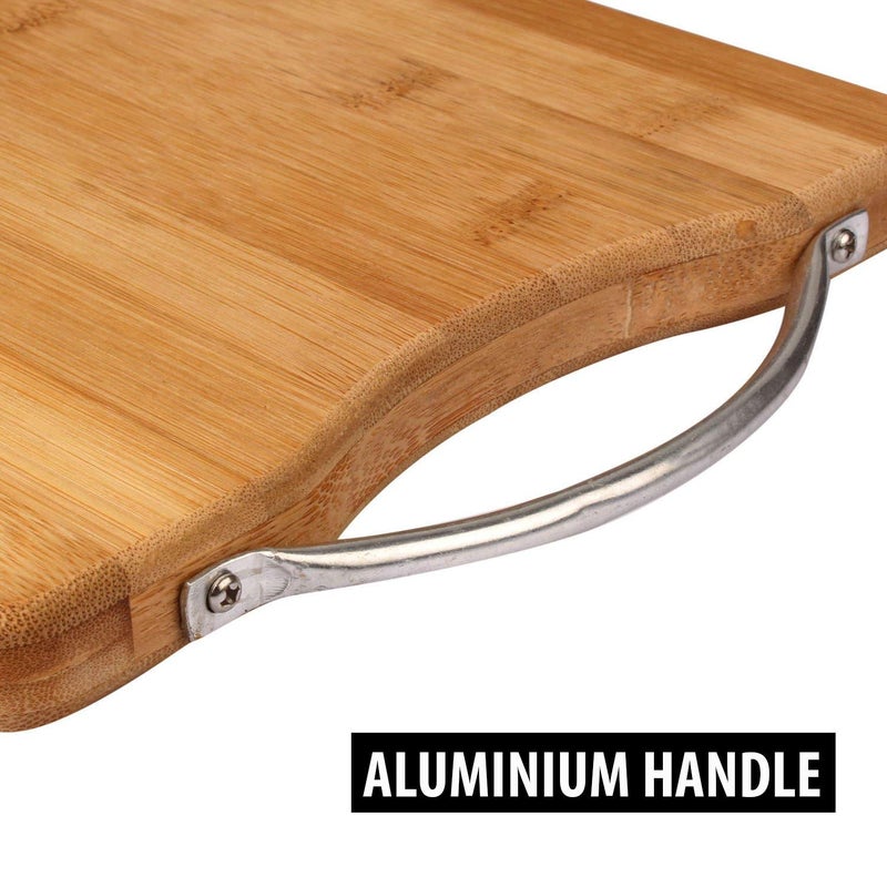ATETO NonSlip Wooden Bamboo Cutting Board with Antibacterial Surface with Stainless Steel Handle Chopping Board for Kitchen Cutting Board for Kitchen Vegetable Chopping Board for Kitchen - Image 4