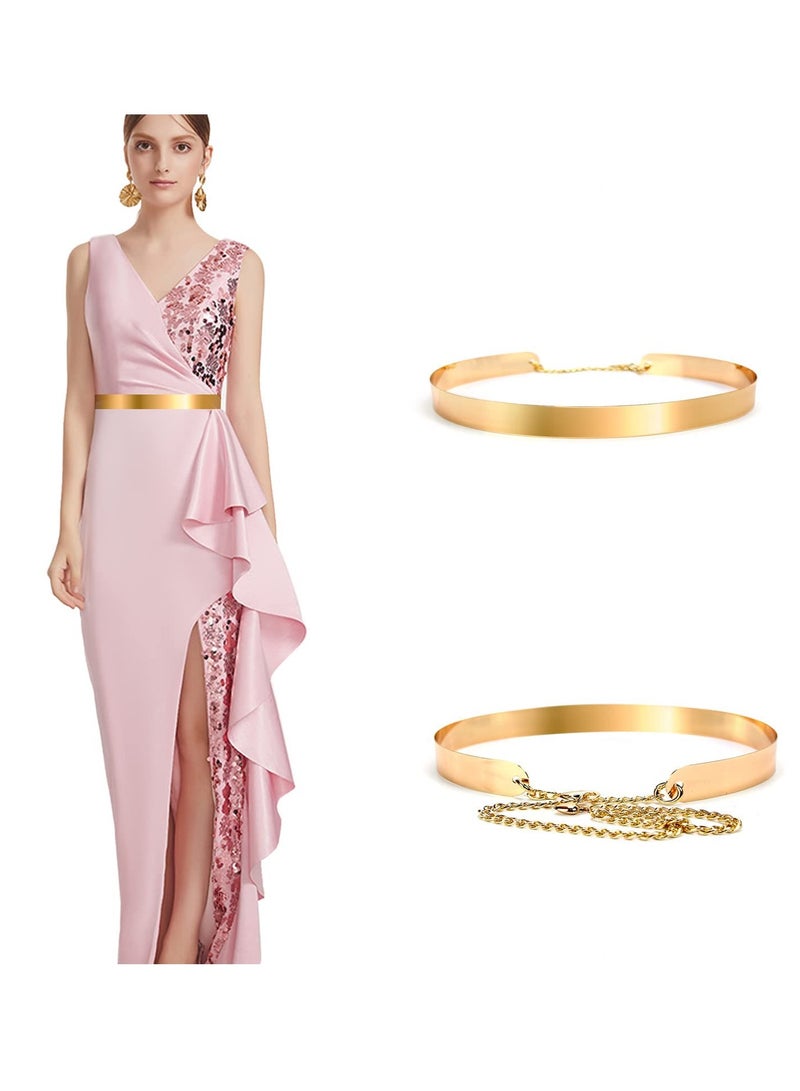 SYOSI Dress Mirror Metal Girdle, Gold Adjustable Waist Chain Belt Dress Accessories for Girls Women Party Wedding Festival - Image 1