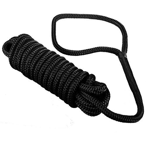 Amarine Made 5/8” X 20’ Dock Lines, 4pcs Boat Dock Lines,15” Eyelet Double-Braided Boat Lines with Loop Docking 1540lbs Working Load, Nylon Dock Ropes with 7700lbs Strength for Boat, Black - Image 4