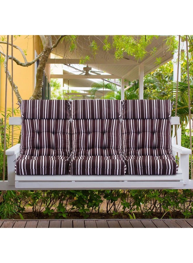 Barydat 4 قطع وسائد كرسي عالية الظهر مبطنة للداخل والخارج مع روابط لأرائك هزازة من أوراق النخيل والنباتات الاستوائية (خطوط بنية) - Image 5