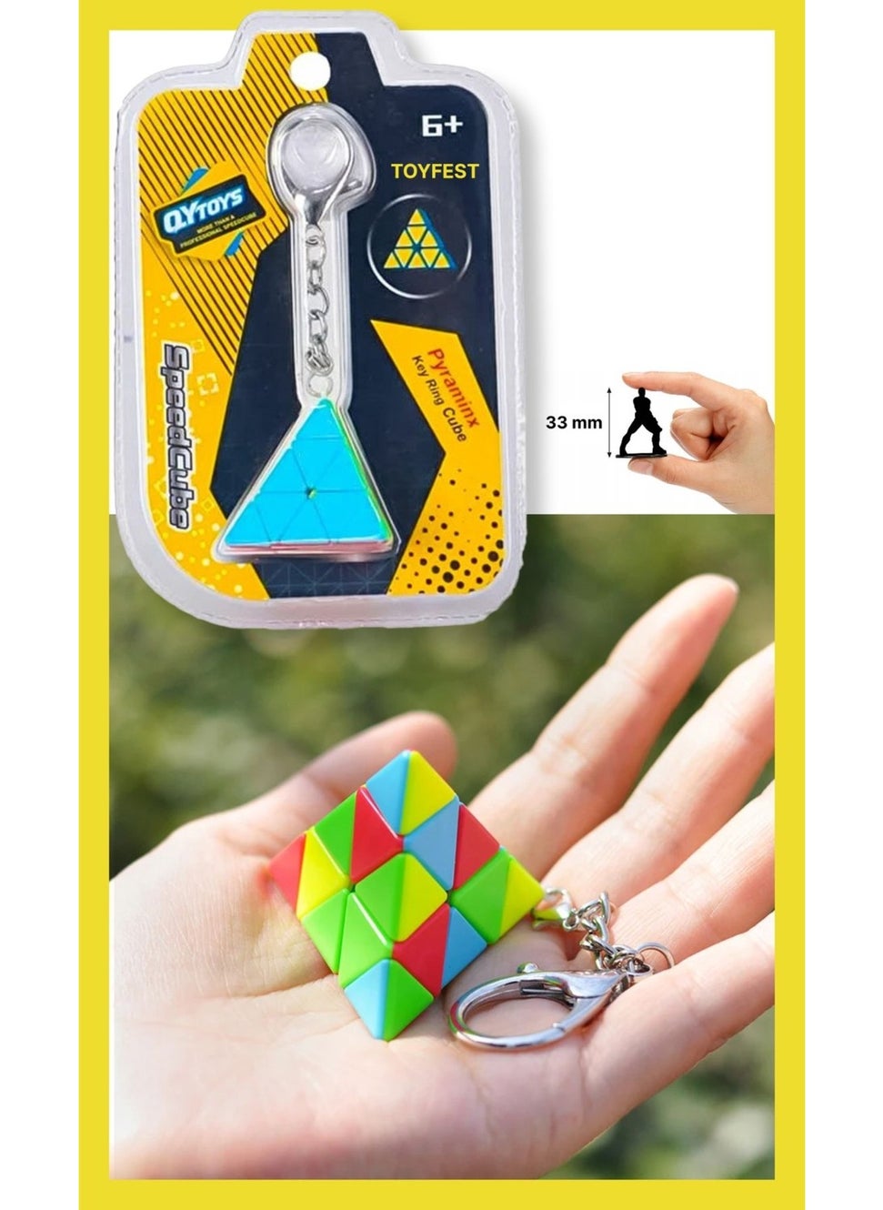 Toyfest Mini Pyraminx Qy Speed Intelligence Cube Mind Cube Rubik's Cube Keychain  - Image 1
