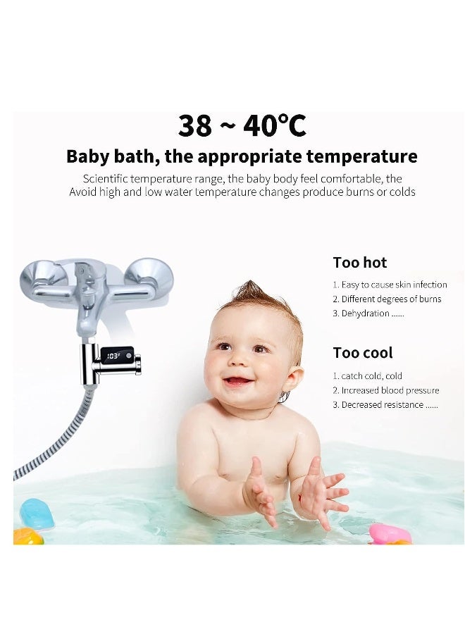 Shower Thermometer LED Digital Display Shower Water Thermometer, 360° Rotating Screen, Fahrenheit and Centigrade Display, Baby Bath Water Thermometer for Home Bathroom Kitchen(Silver) - Image 5