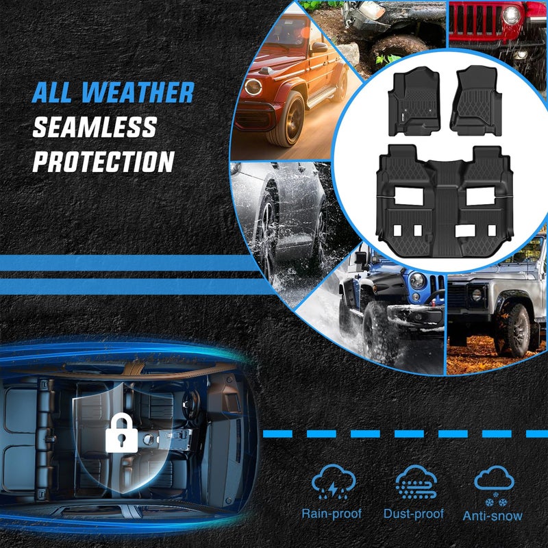 Nilight TPE Floor Mats for Chevy Chevrolet Suburban GMC Yukon XL Bucket Seats 2015 2016 2017 2018 2019 2020 All Weather Custom Fit Heavy Duty Floor Liners - Image 5