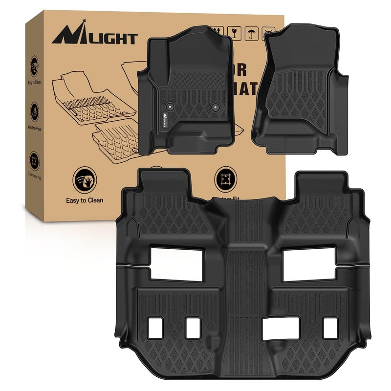 Nilight TPE Floor Mats for Chevy Chevrolet Suburban GMC Yukon XL Bucket Seats 2015 2016 2017 2018 2019 2020 All Weather Custom Fit Heavy Duty Floor Liners - Image 1