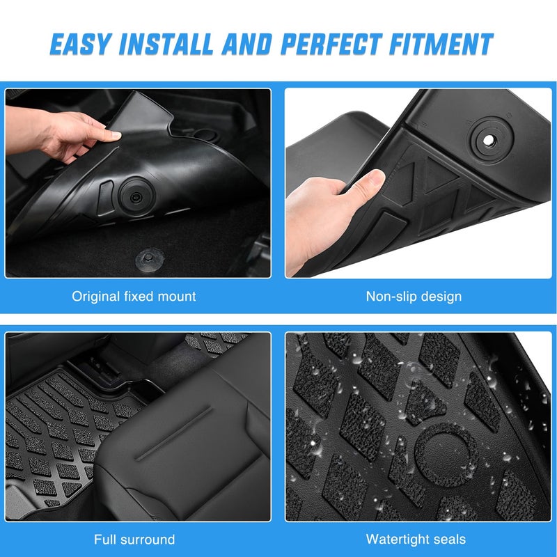 Nilight TPE Floor Mats for Chevy Chevrolet Suburban GMC Yukon XL Bucket Seats 2015 2016 2017 2018 2019 2020 All Weather Custom Fit Heavy Duty Floor Liners - Image 4