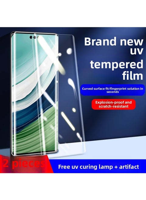 For Huawei Mate60pro Tempered Film Mate 60 Mobile Phone Film Mete Full Screen Drop-resistant Protection Pro Cover-Colour:Ultra-clear [Uv Full Glue Unlocks In Seconds★Diamond Strong Explosion-proof] 2 Pieces♥Send A Full Set Of Tools-Size:For Huawei Mate 60 Pro