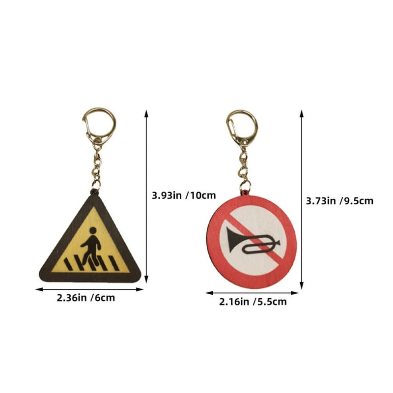 4 Pcs Traffic Sign Keychain Set Pedestrian No Honking Designs Lightweight Bag Accessories - Image 5
