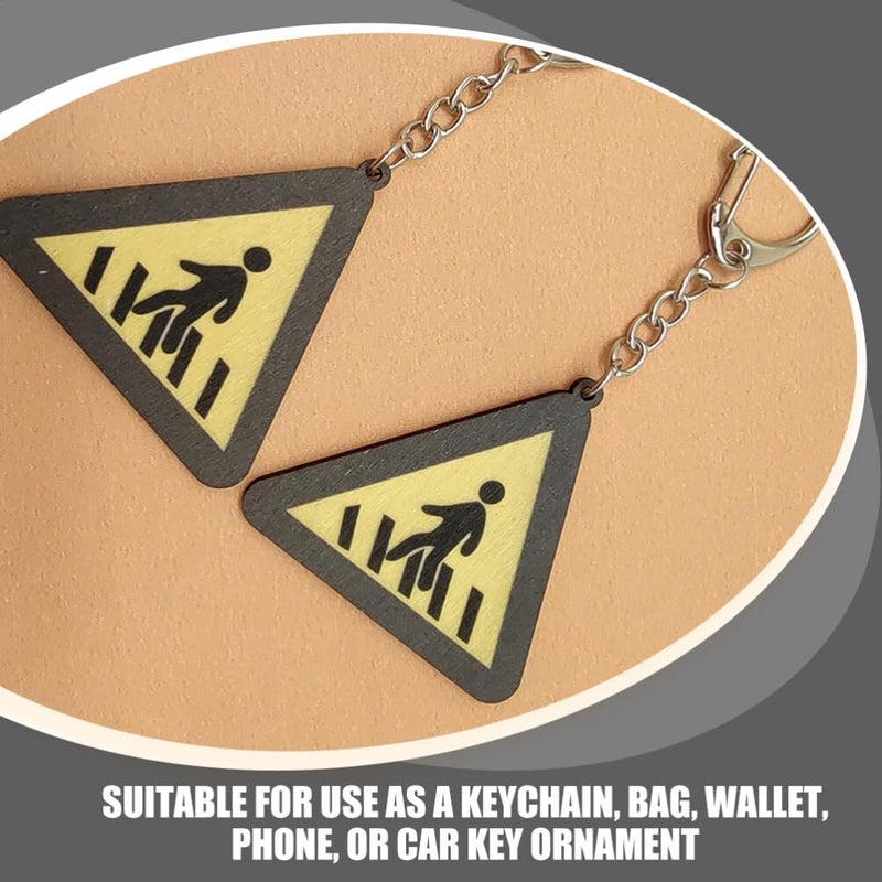 4 Pcs Traffic Sign Keychain Set Pedestrian No Honking Designs Lightweight Bag Accessories - Image 4