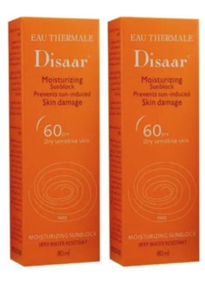 Disaar - Pack Of 2 Pieces Eau Thermale Moisturizing Sunblock SPF 60 80ml - Image 1