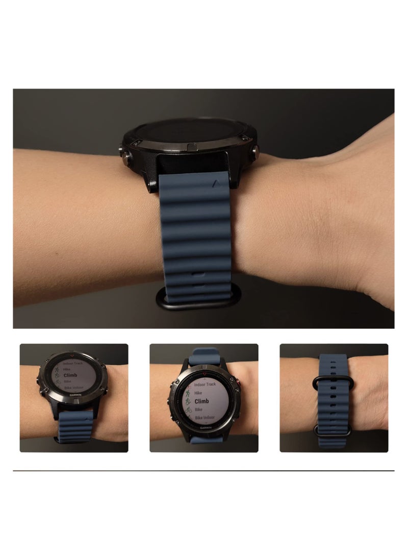 SYOSI 2Pcs Ocean Watch Band Silicone Sport Quick Fit 22mm Soft Tubular Waterproof Wrist Strap for Garmin Fenix 7 epix 2  Fenix 6  Fenix 5 Instinct 2 Solar for Instinct Crossover Solar Forerunner 955  - Image 2