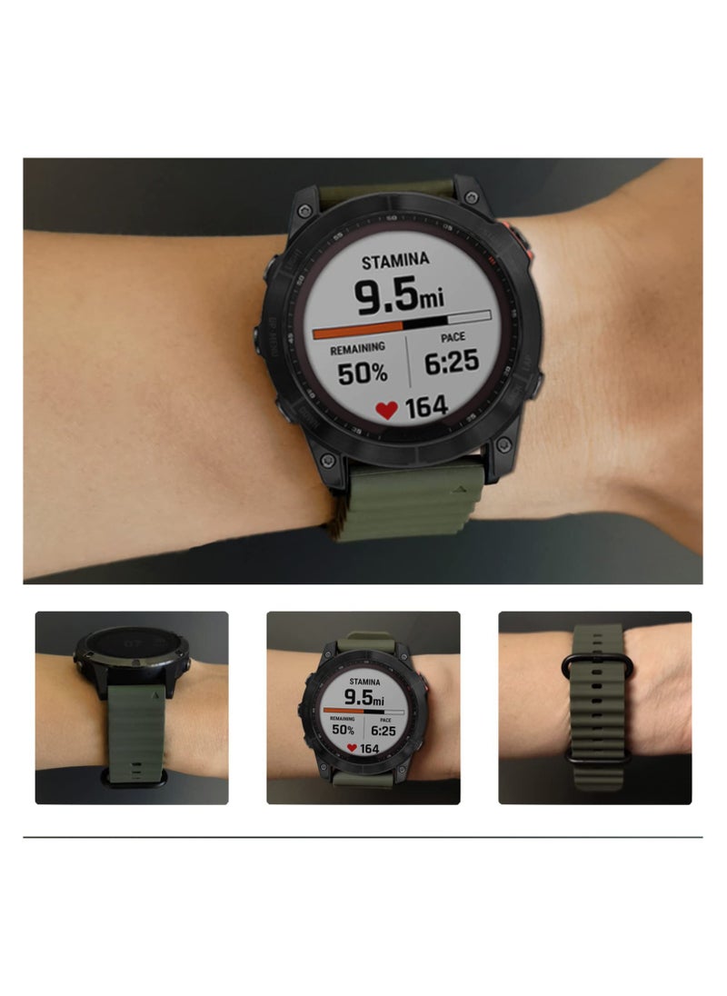 SYOSI 2Pcs Ocean Watch Band Silicone Sport Quick Fit 22mm Soft Tubular Waterproof Wrist Strap for Garmin Fenix 7 epix 2  Fenix 6  Fenix 5 Instinct 2 Solar for Instinct Crossover Solar Forerunner 955  - Image 3