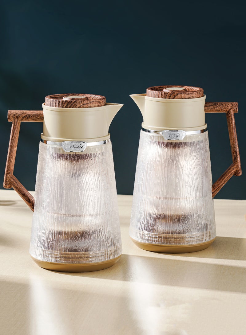 Royal Camel Royal Camel Blizzard Two-Piece Thermos Set 1L+1L Wooden Silver/Light Brown