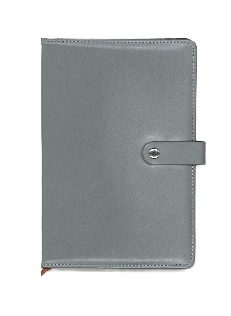 A5 Size Executive Leather Cover Notebook 80 Sheets Grey Cover - Image 1