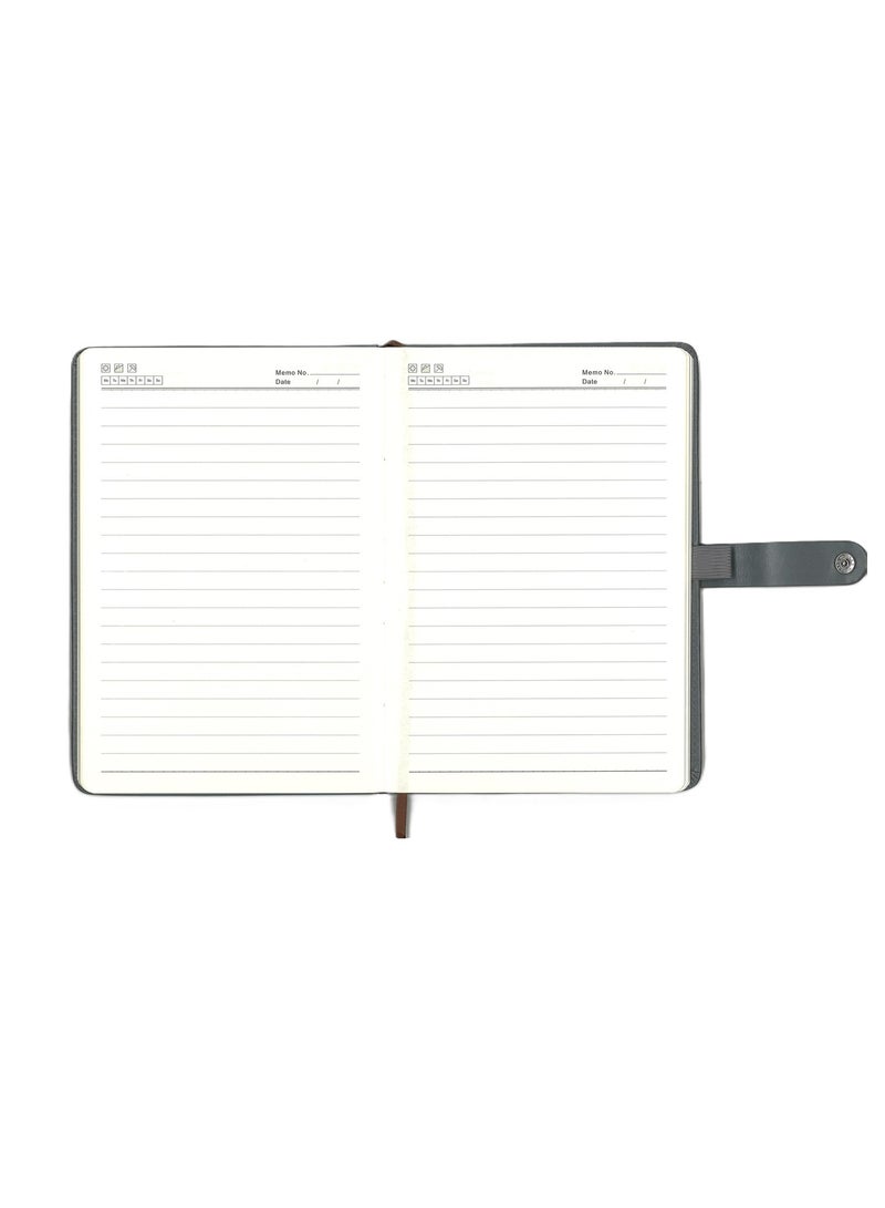 A5 Size Executive Leather Cover Notebook 80 Sheets Grey Cover - Image 2