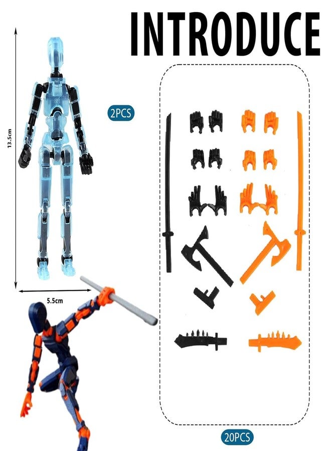 Tarini 2PCS Action Figure, Dummy 13 Action Figure Toys, Polyarticular Movable Titan 13 Action Figure Action, High Degree&Freedom Action Figures, 3D Printed Toys for Desktop Decor&Game Lovers - Image 2