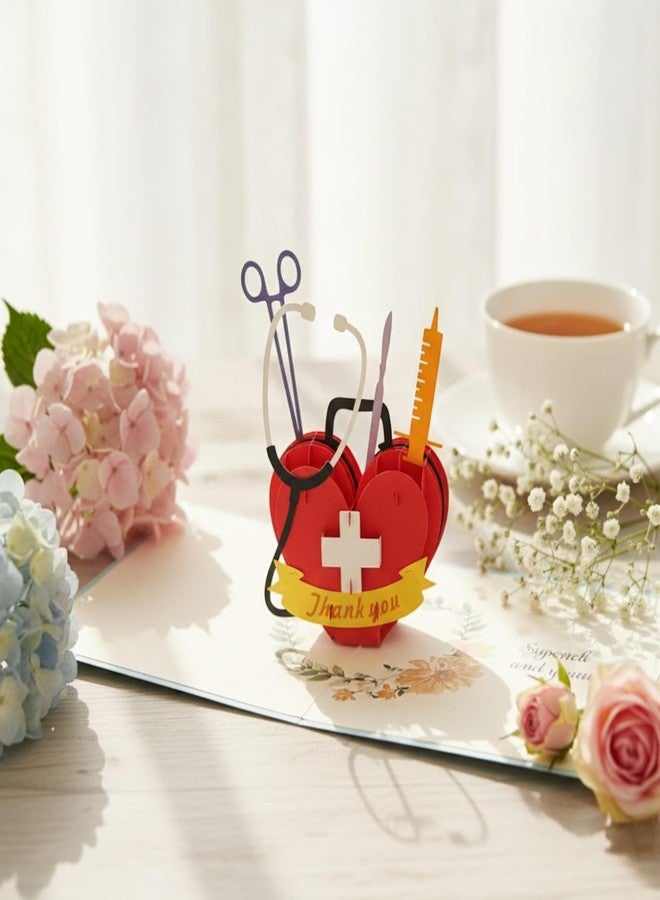 CUTE POPUP بطاقة شكر منبثقة لطيفة بتصميم فراشة ثلاثية الأبعاد للممرضين والأطباء والمسعفين - مناسبة لأسبوع التمريض، والتقدير، والتخرج، والتقاعد، والتمنيات بالشفاء العاجل - مصنوعة يدويًا، مقاس 6×8 بوصة، مع ظرف مرفق - Image 5