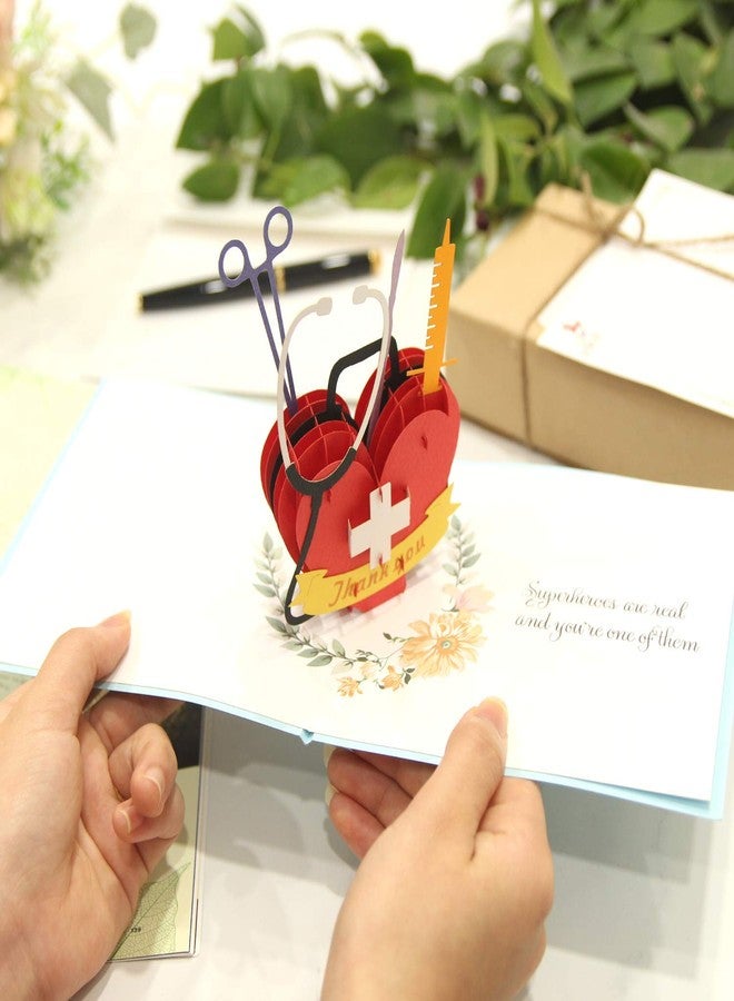 CUTE POPUP بطاقة شكر منبثقة لطيفة بتصميم فراشة ثلاثية الأبعاد للممرضين والأطباء والمسعفين - مناسبة لأسبوع التمريض، والتقدير، والتخرج، والتقاعد، والتمنيات بالشفاء العاجل - مصنوعة يدويًا، مقاس 6×8 بوصة، مع ظرف مرفق - Image 2