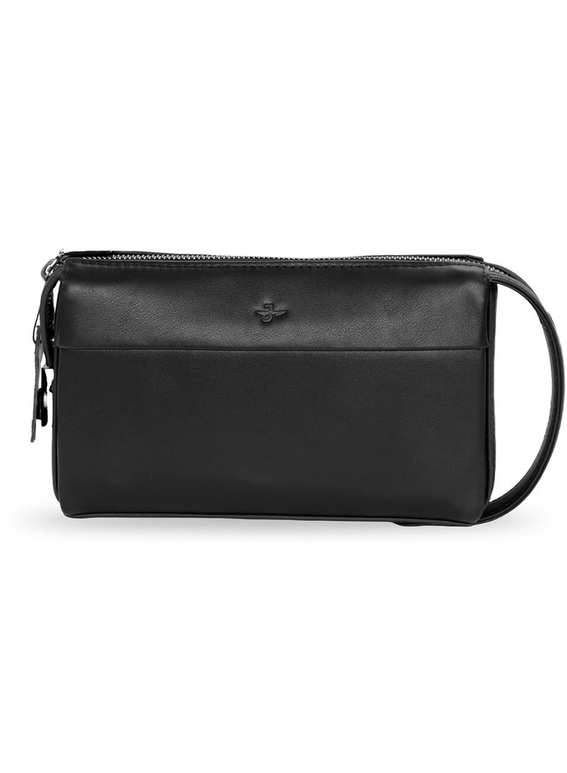 JOVIAL Sleek Leather Handbag Minimalist Design with Zip Closure and Wristlet Strap for Everyday Style - Image 1