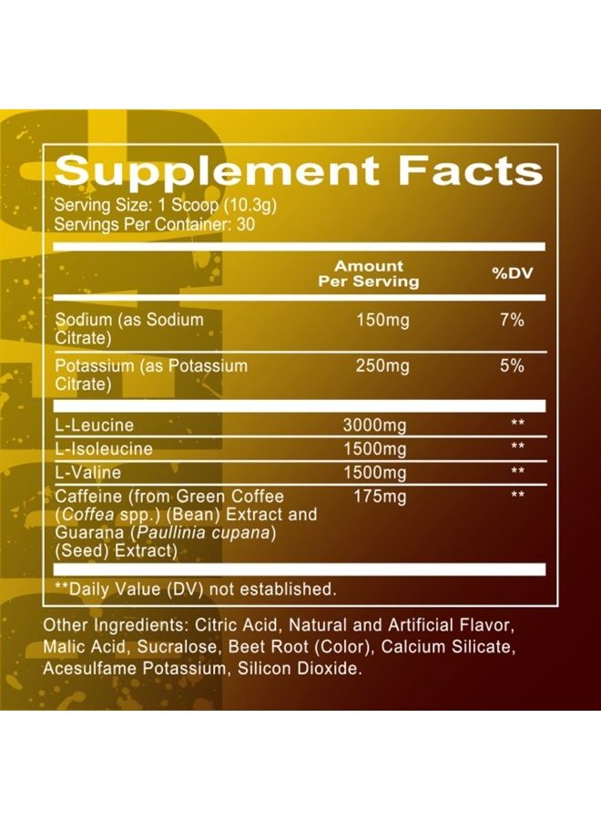 REDCON1 بريتش+ طاقة، فراولة كيوي - BCAA خالي من السكر مع 175 ملغ من الكافيين - يحتوي على 3 أحماض أمينية أساسية، L-ليوسين، L-إيزوليوسين و L-فالين - مسحوق BCAA (30 حصة) - Image 1
