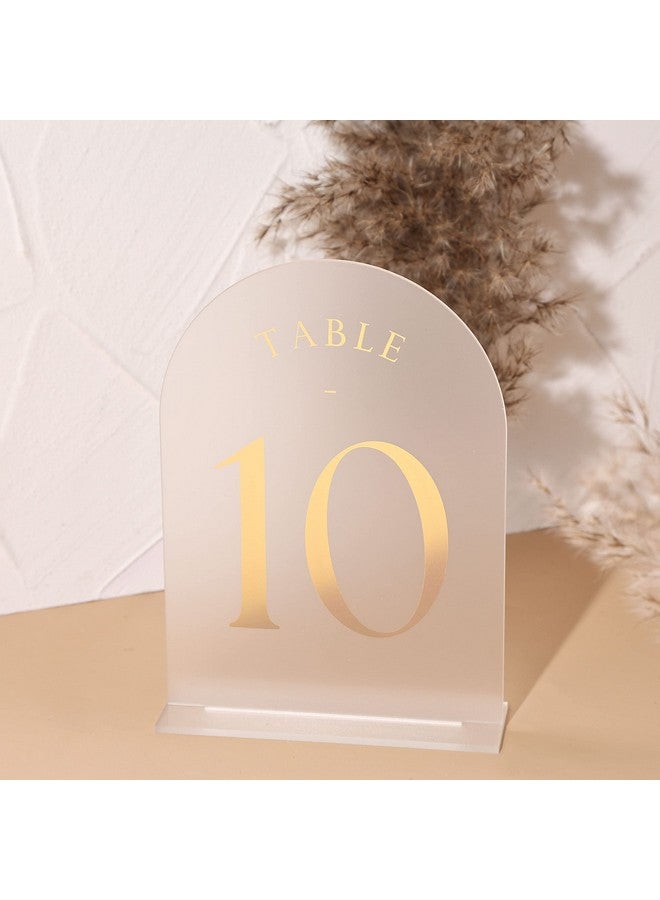 UNIQOOO UNIQOOO Frosted Arch Wedding Table Numbers with Stands 1-30, Gold Foil Printed 5x7 Acrylic Display Signs and Holders, Pack of 30, Perfect for Centerpiece, Reception, Decoration, Party, Anniversary, Event  - Image 4