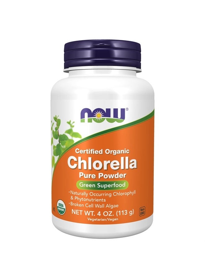 now Supplements, Organic Chlorella Powder with naturally occurring Chlorophyll, Beta-Carotene, mixed Carotenoids, Vitamin C, Iron and Protein, 4-Ounce - Image 1