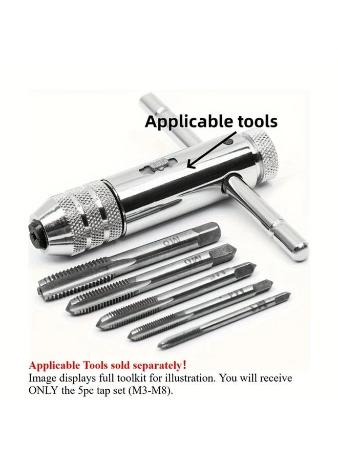 5Pcs M3 To M8 Precision Tap And Die Set Chrome Plated Stainless Steel Threading Kit - Image 2