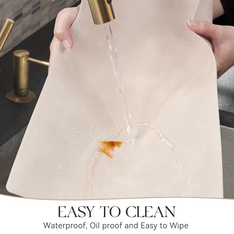 MOSAYT Vinyl Placemats Set of 4-12 X 17 Inch - Faux Leather 100% Waterproof Oil-Proof Wipeable PU Place Mats, Heat Resistant Reversible Table Mats for Kitchen, Dining, Outdoor (Beige) - Image 4