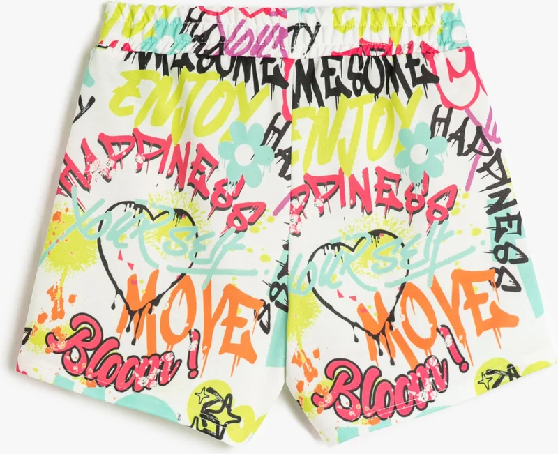 كوتون Cotton Shorts Elastic Waist Pocket Printed