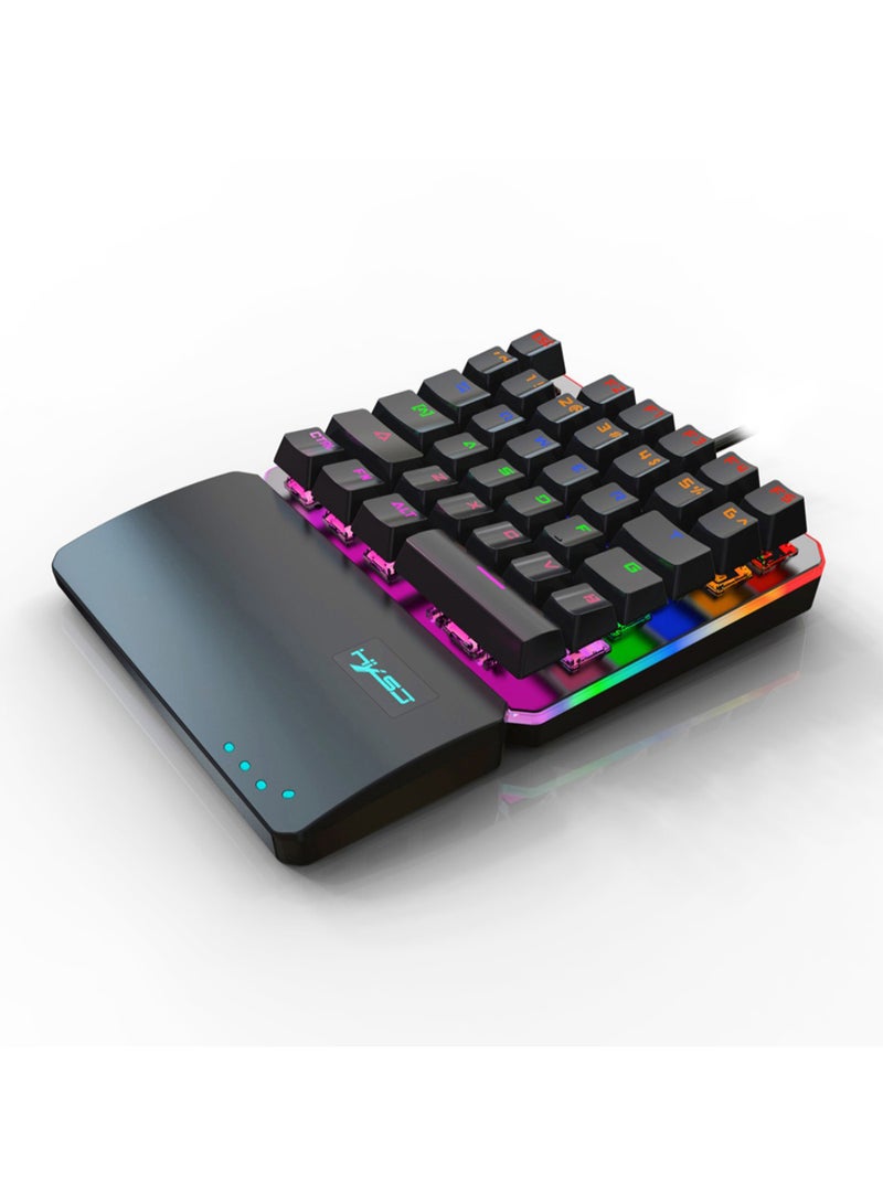 One-Handed Mechanical Wired Gaming Keyboard Black - Image 3