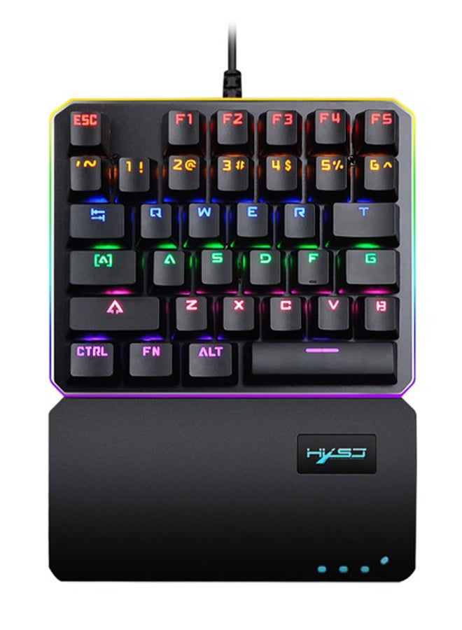 One-Handed Mechanical Wired Gaming Keyboard Black - Image 1