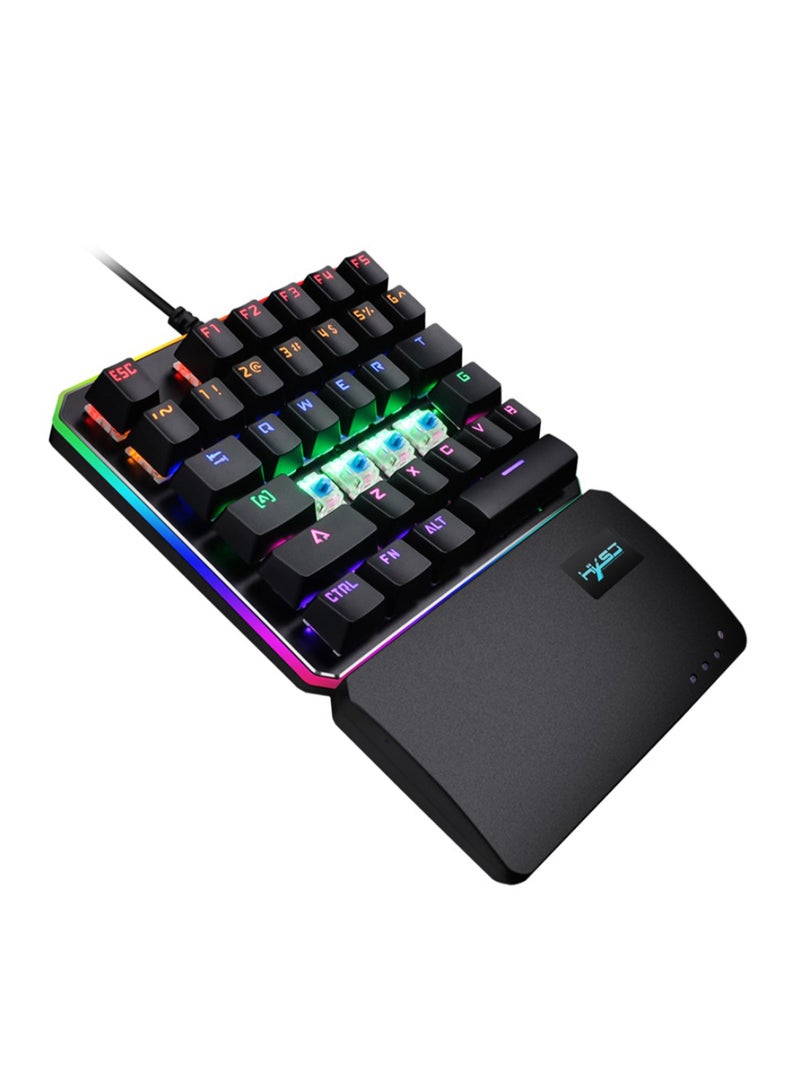 One-Handed Mechanical Wired Gaming Keyboard Black - Image 4