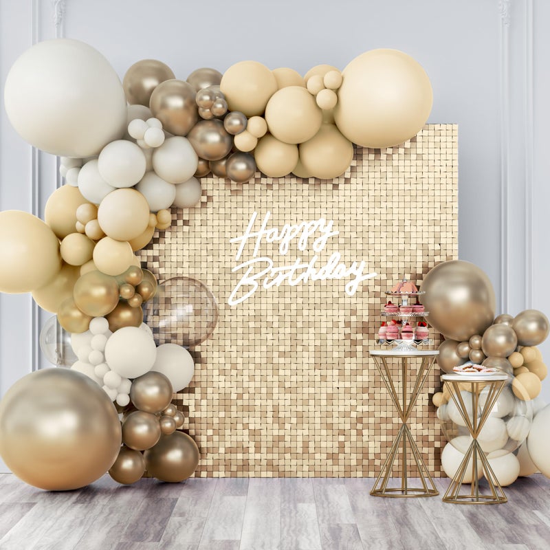 Kate Shimmer Wall Backdrop Champagne Gold Square Sequin Wall Panel Backdrop Decor for Wedding, Anniversary, Birthday, Party, 24 Panels - Image 1