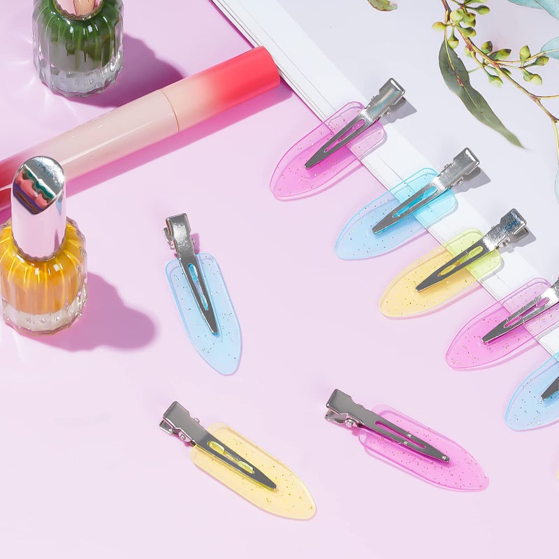 Wobe 24pcs Creaseless Hair Clips No Bend Hair Clips No Crease Hair Clip for Curl Hairstyle Bangs Makeup Application Hairdressing Hairpins Styling Clips for Salon Barber (Translucent Pink Blue Yellow) - Image 4