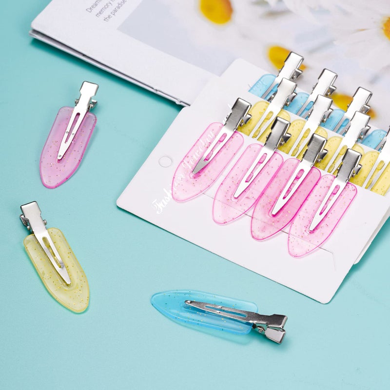 Wobe 24pcs Creaseless Hair Clips No Bend Hair Clips No Crease Hair Clip for Curl Hairstyle Bangs Makeup Application Hairdressing Hairpins Styling Clips for Salon Barber (Translucent Pink Blue Yellow) - Image 5