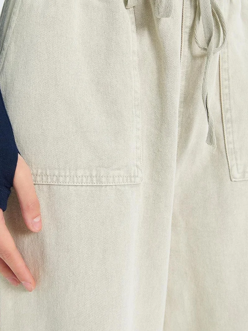 MixRay Stone Natural Mixray Elastic Waist Straight Leg Cotton Pants for Women | Best Price UAE