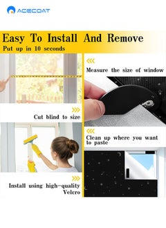 ACECOAT Blackout Shades for Windows, 100% Blackout Blind Curtain No Drill, Portable DIY window cover，Easy Installation, Strong Viscosity for Bedroom, Nursery, Baby (100x145cm)  - Image 4