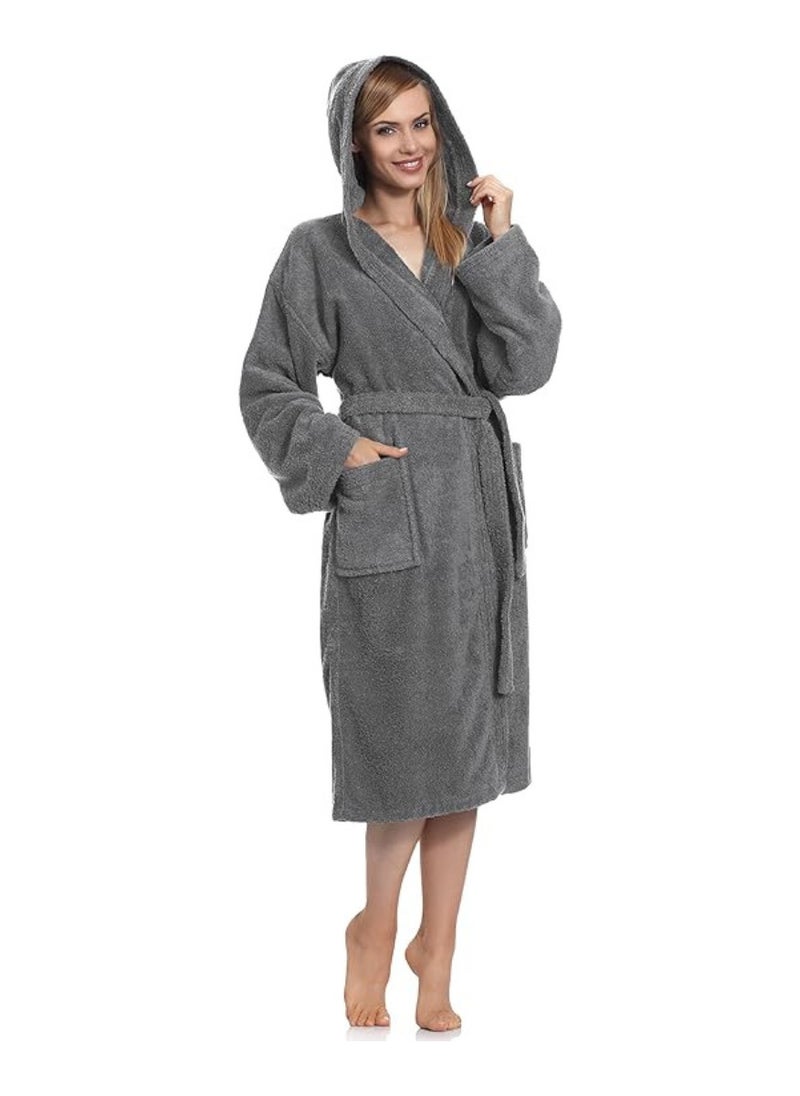 White Rose Grey Color Lightweight Summer Fresh Cotton Unisex Spa Bathrobe Medium Sizes  - Image 1