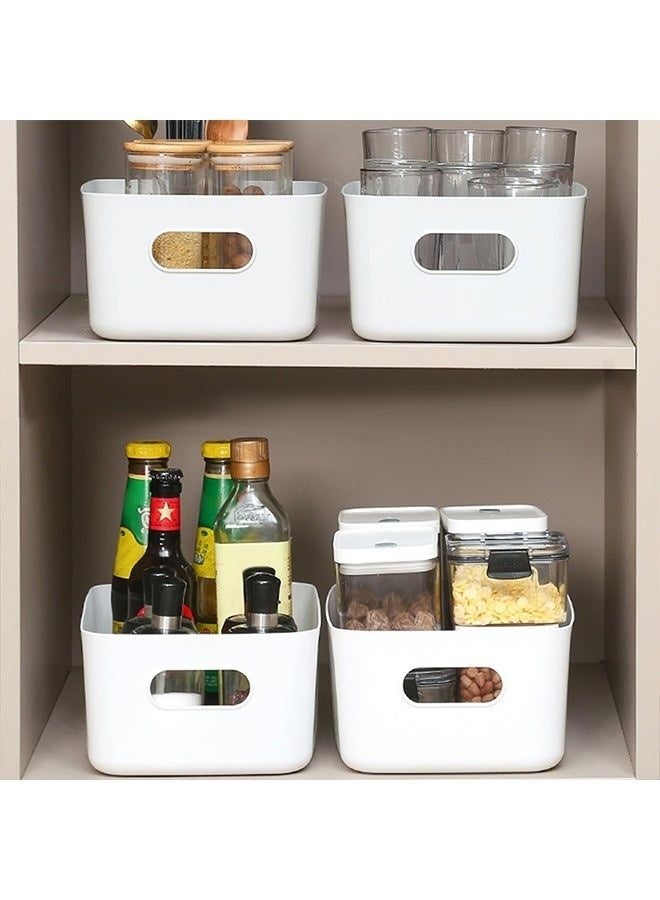 8-Pack White Plastic Storage Baskets with Ergonomic Handles, Multi-Purpose Organizer Bins - Image 4