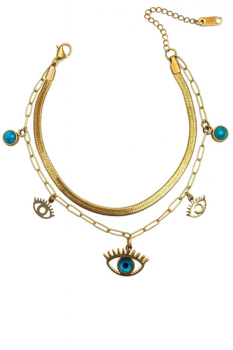 FLUFFY Women’s Bracelet Layered Detail Evil Eye Classic - Image 3