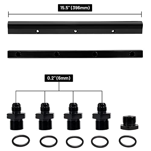 Endxedo Billet Fuel Rail Kit Fits LS LS1 LS2 LS3 LS6 Stock Intake Manifold Fuel Rail Kit with both Rails/Crossover Line 6AN+Hardware - Image 3