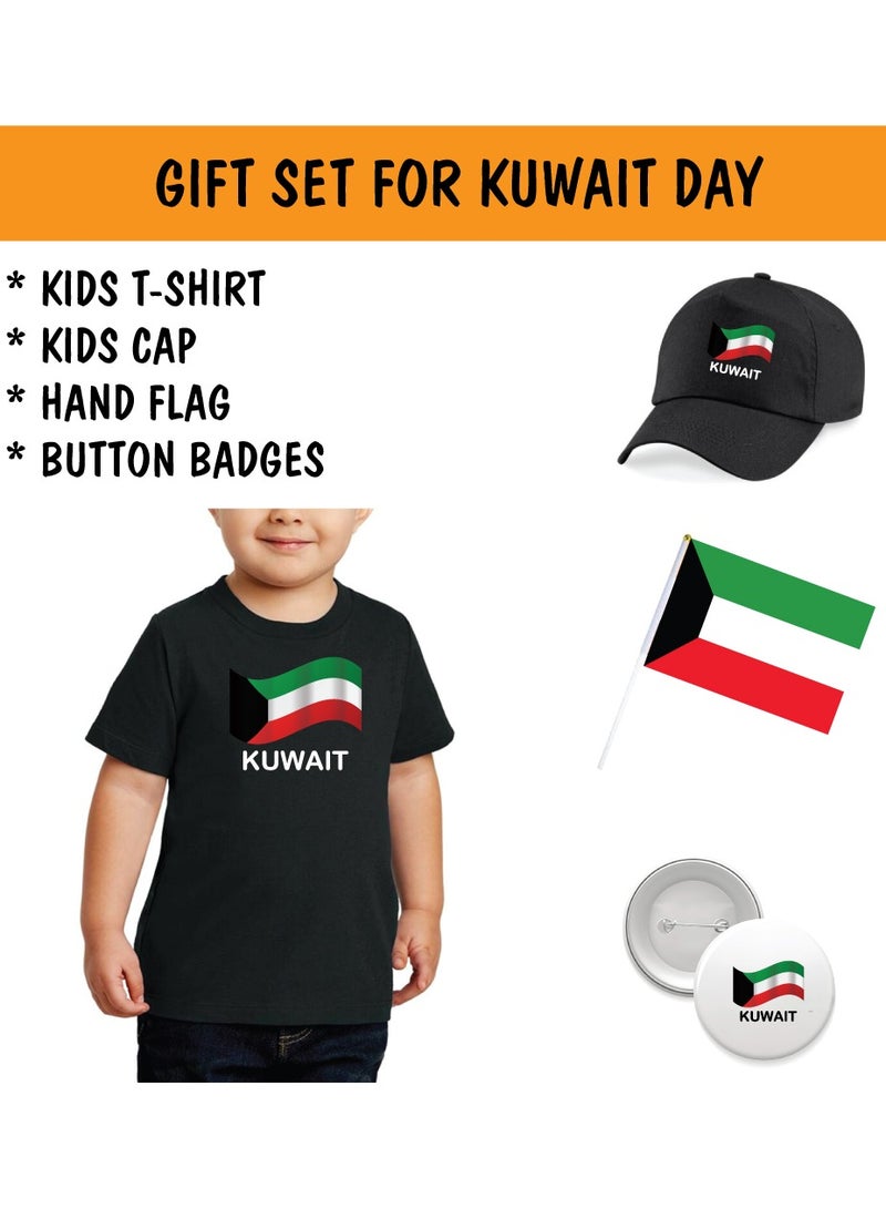 PRINTSHOP4ME Kuwait National Day Gift Set for Boys - T-Shirt - Cap - Badge and Flag Set - Celebrate Kuwait National Day with this Kids Combo Pack in Style - Image 2