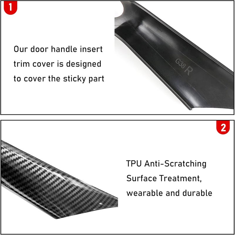 Jaronx Compatible with BMW 5 Series G30 G31 Door Handle Covers 2017-2022, Carbon Fiber Standard Interior Door Handle Covers Compatible with BMW 5 G30/G31 518d, 520d, 520i, 525d, - Image 4