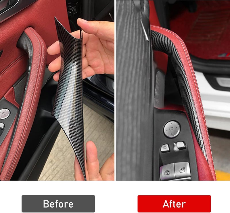 Jaronx Compatible with BMW 5 Series G30 G31 Door Handle Covers 2017-2022, Carbon Fiber Standard Interior Door Handle Covers Compatible with BMW 5 G30/G31 518d, 520d, 520i, 525d, - Image 2