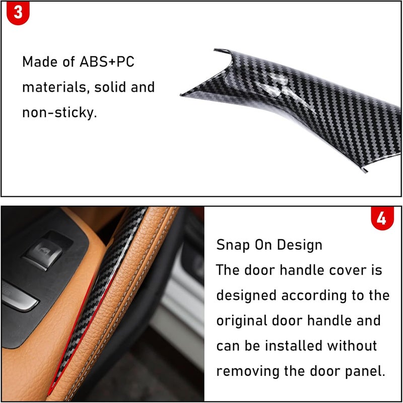 Jaronx Compatible with BMW 5 Series G30 G31 Door Handle Covers 2017-2022, Carbon Fiber Standard Interior Door Handle Covers Compatible with BMW 5 G30/G31 518d, 520d, 520i, 525d, - Image 5
