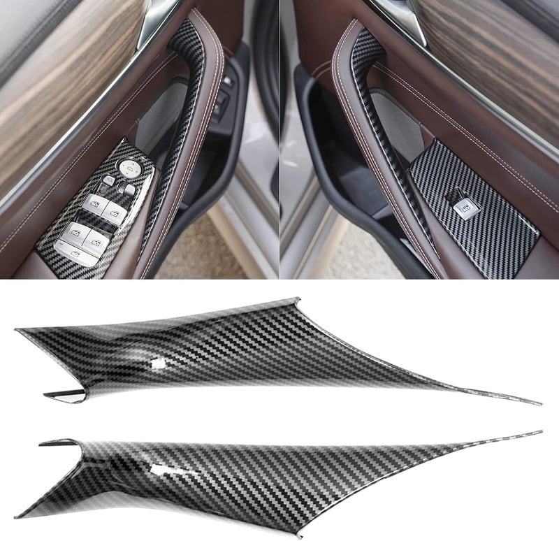 Jaronx Compatible with BMW 5 Series G30 G31 Door Handle Covers 2017-2022, Carbon Fiber Standard Interior Door Handle Covers Compatible with BMW 5 G30/G31 518d, 520d, 520i, 525d, - Image 1